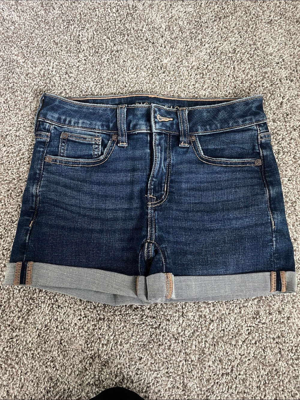 American Eagle Outfitters Dark Indigo Cuffed Denim Shorts